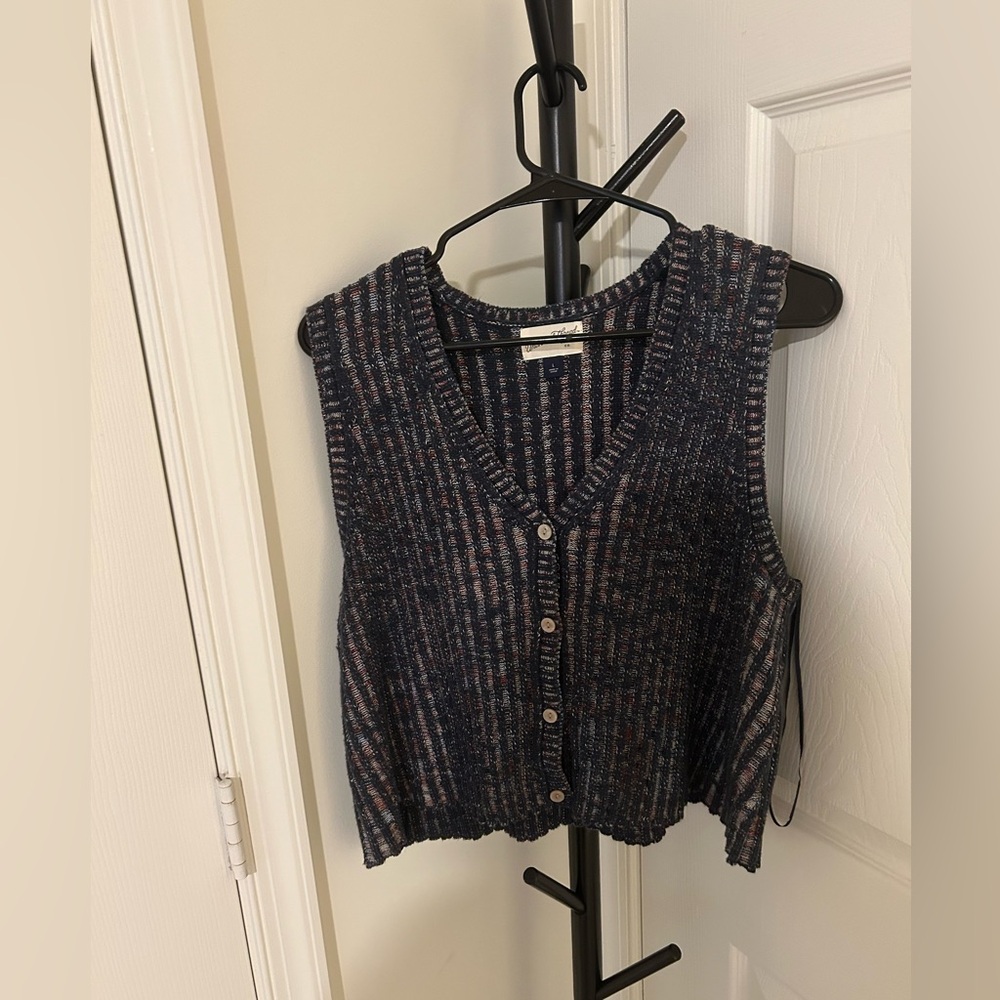 navy-ish knitted sweater vest